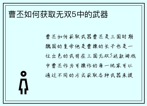 曹丕如何获取无双5中的武器